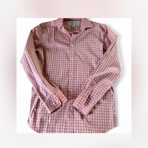 Old Navy Men's Pink and Blue Plaid Shirt
